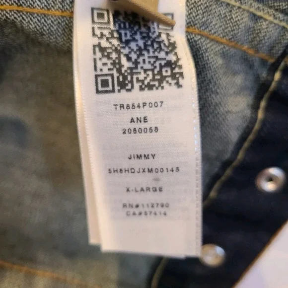 True Religion Jacket Womens XL Dark‎ Wash Jimmy Denim Trucker Flap Pockets - Picture 10 of 10